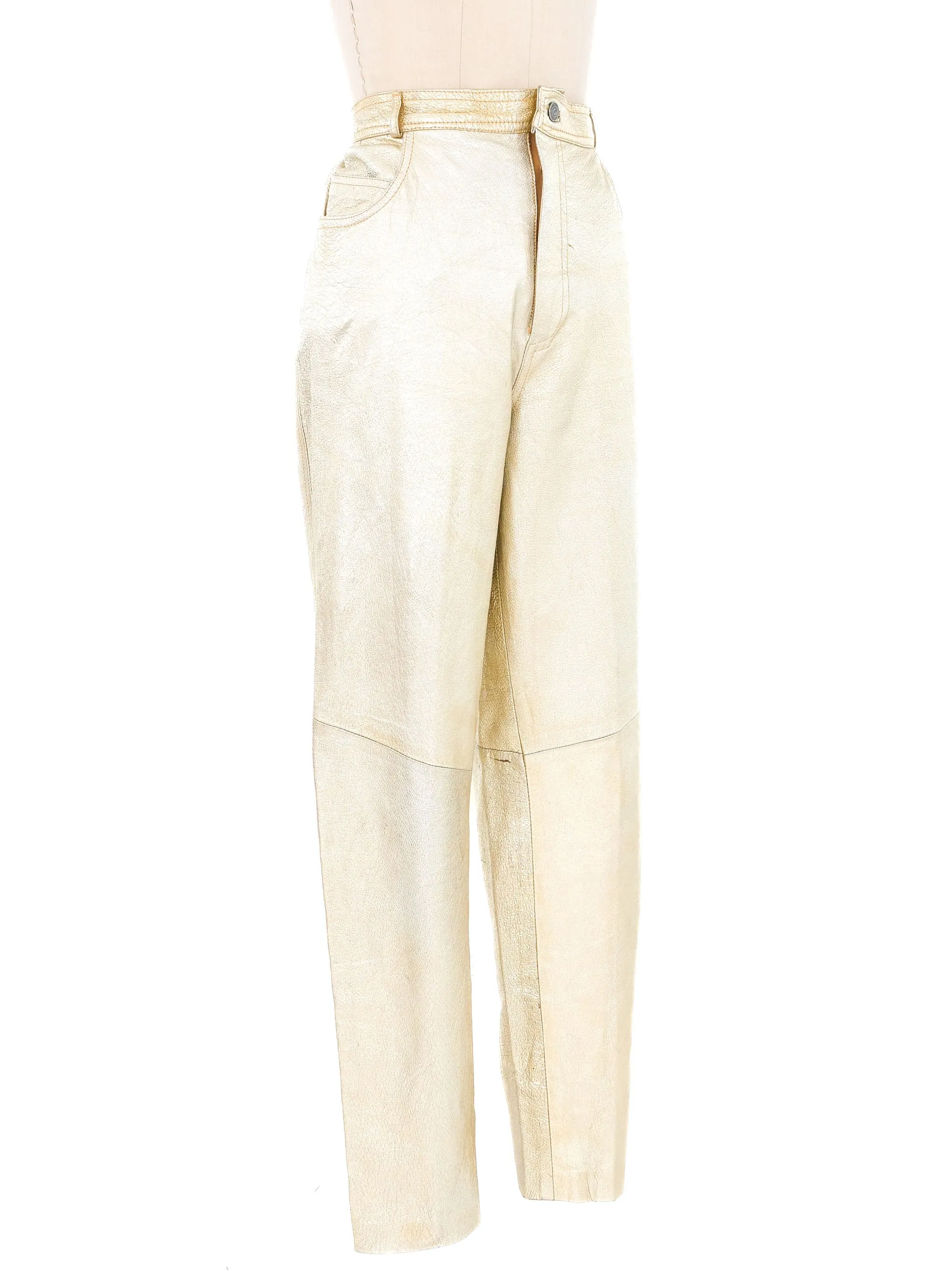 1980s Gold Leather Trousers