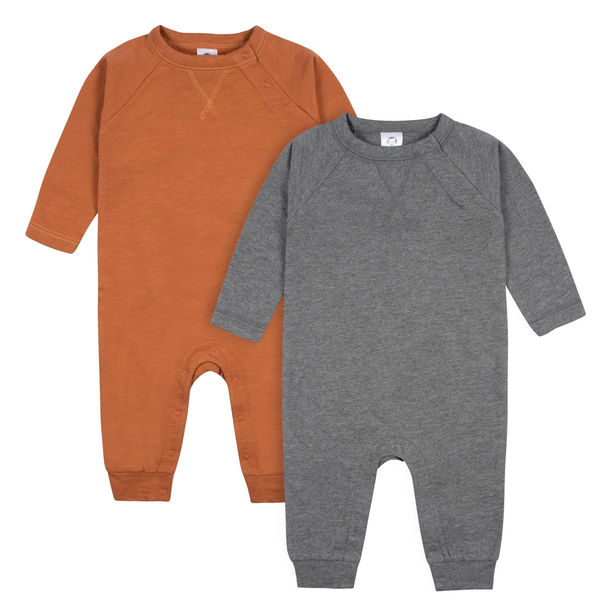 2-Pack Baby Boys Heather Gray & Rust Raglan Sleeve Romper