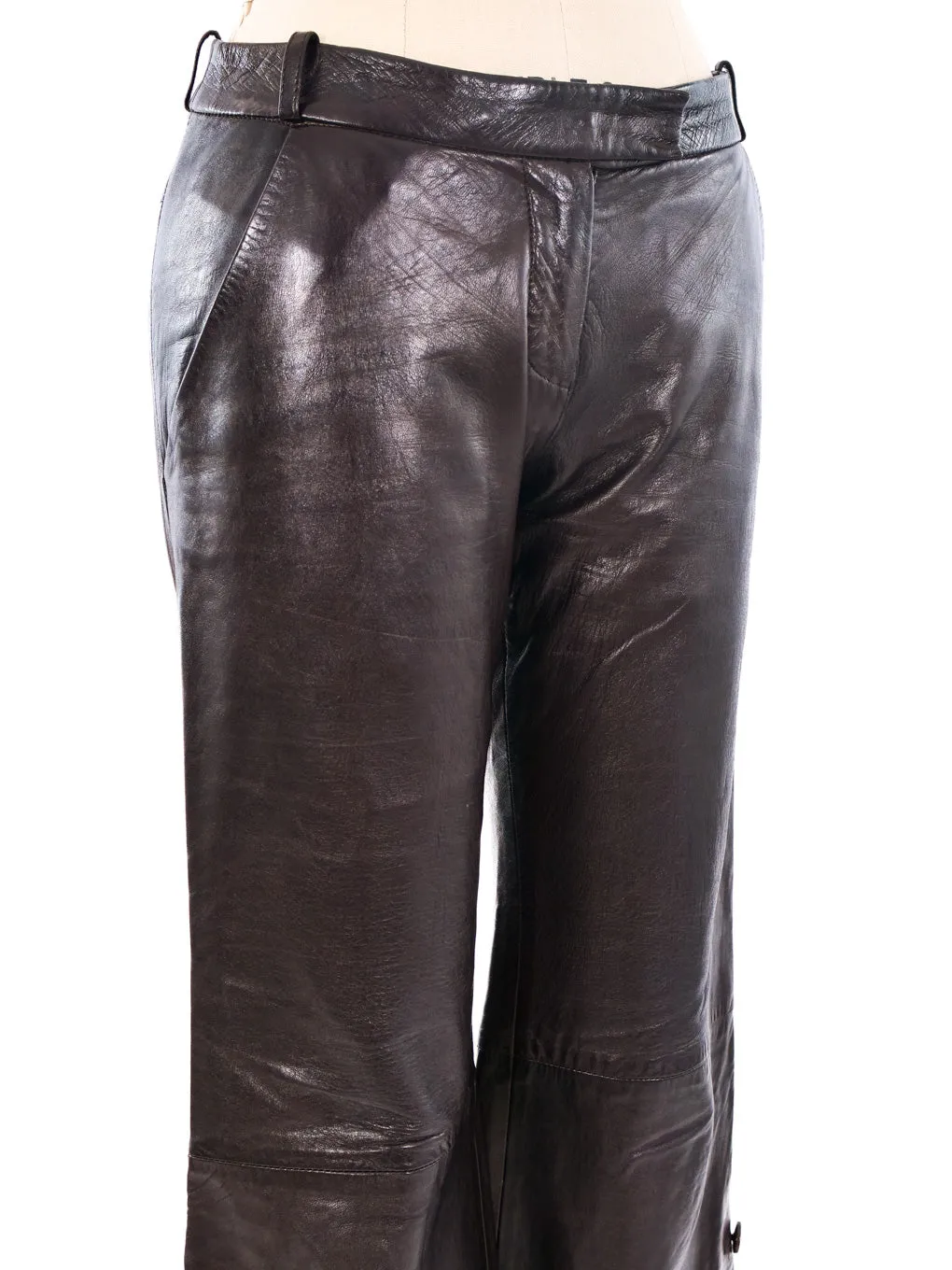 2000 Alexander McQueen Flared Leather Trousers