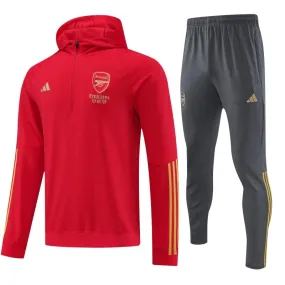 23/24 Arsenal Red Hoodie Half Zipper Jacket+ Pants