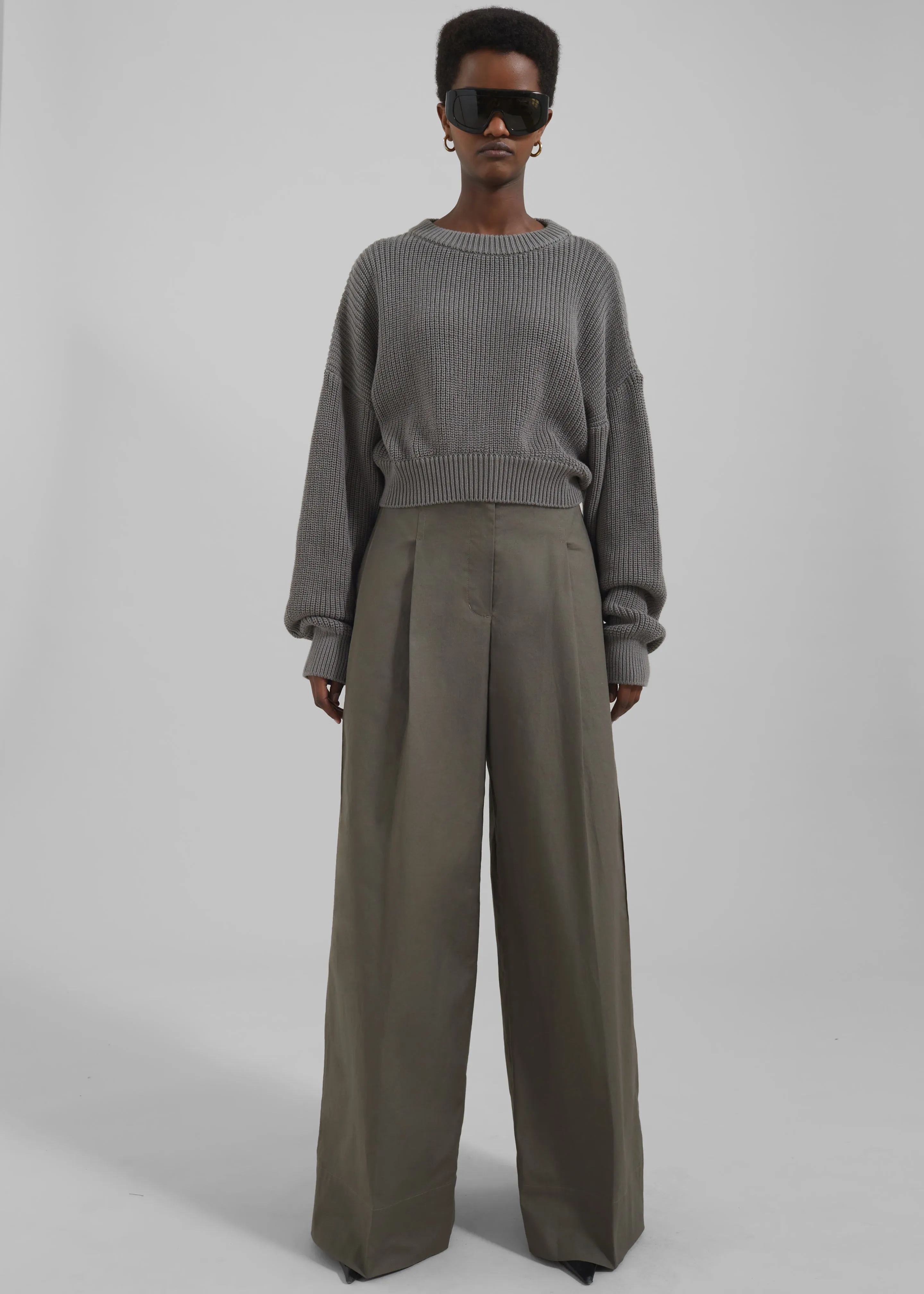 3.1 Phillip Lim Double Pleated Wide Leg Trousers - Army