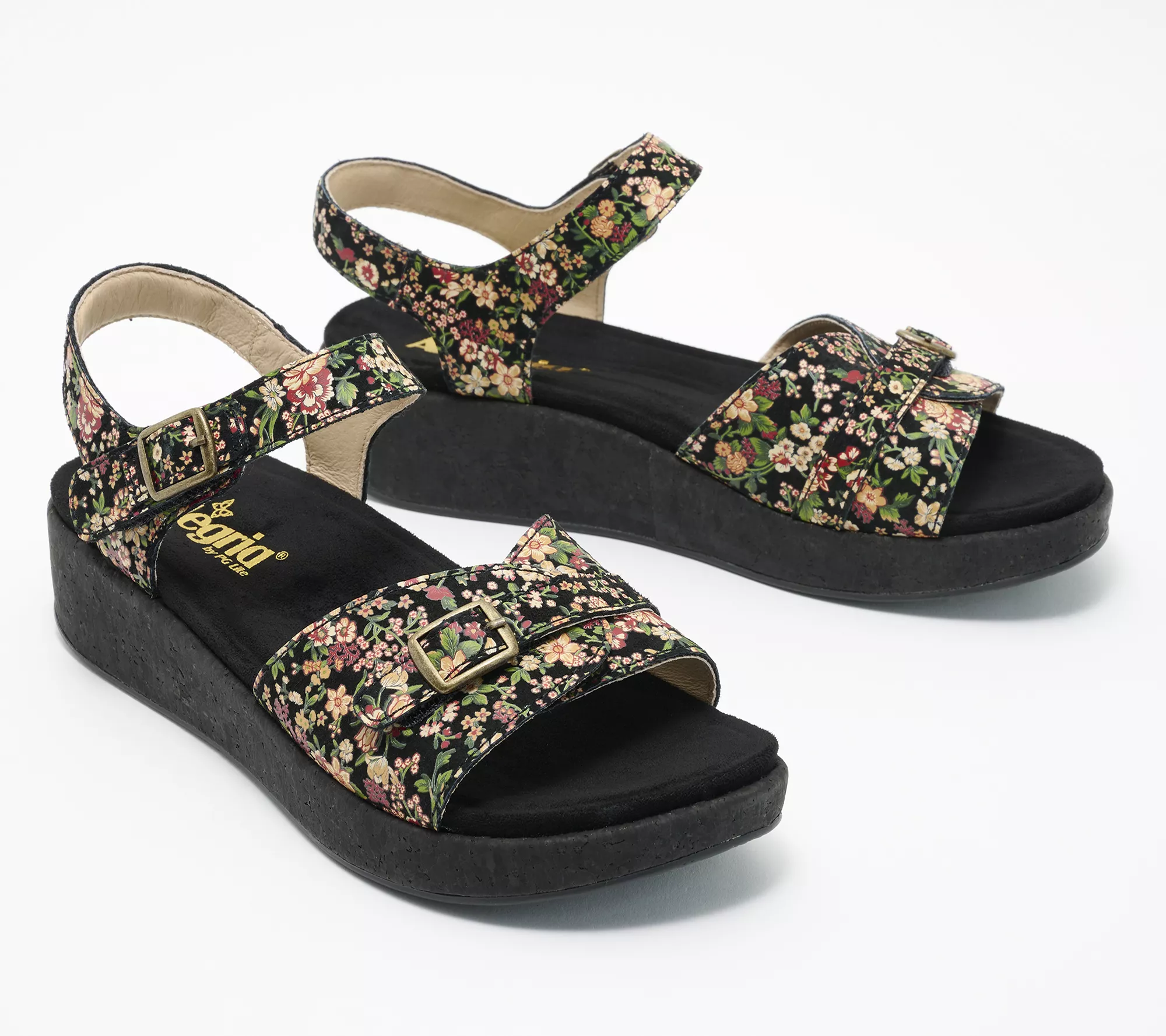 "As Is" Alegria Leather Adjustable Backstrap Sandals - Maryn