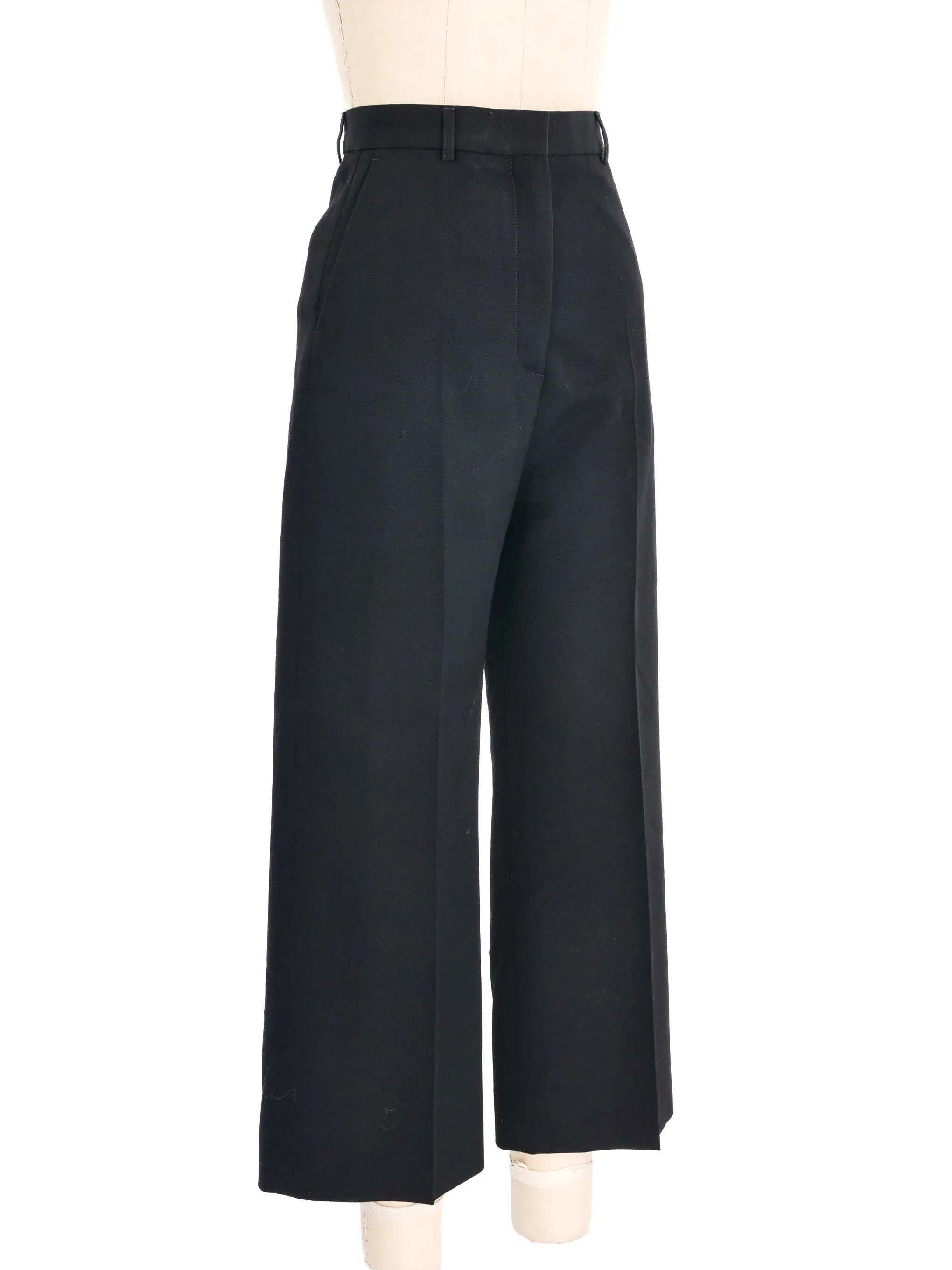 Acne Studios Black Wide Leg Crop Trousers