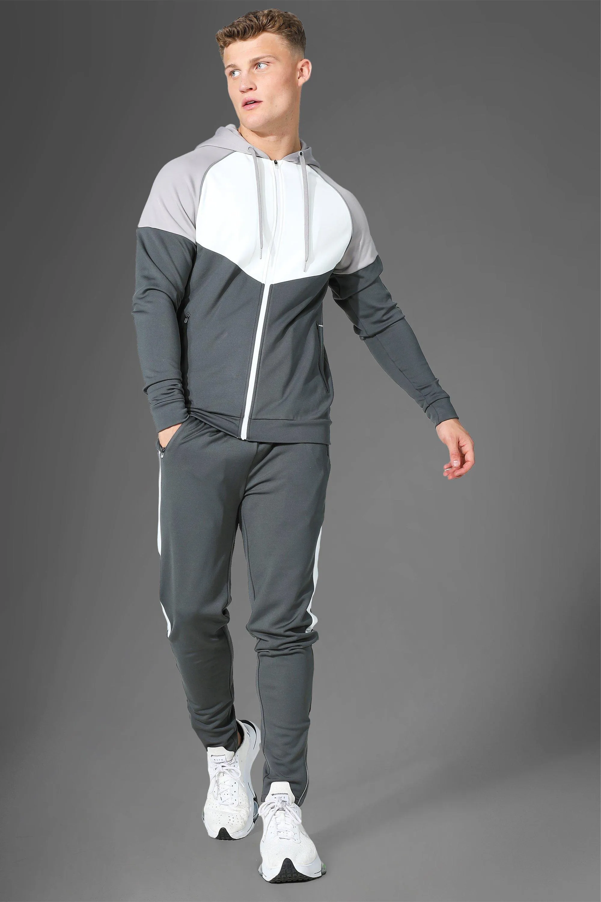 Active Gym Colour Block Zip Thru Tracksuit