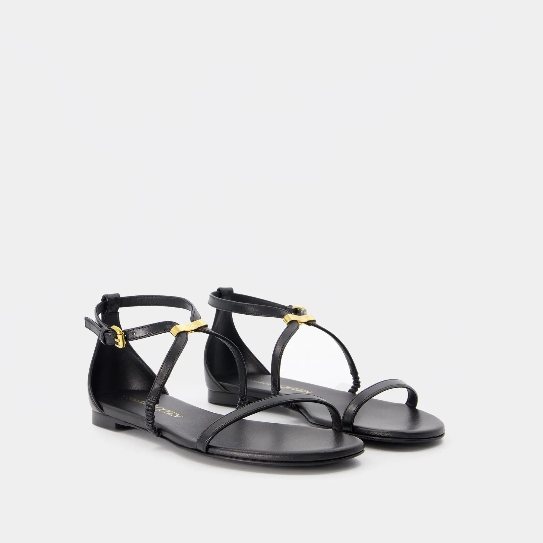 Alexander McQueen  Harness Sandals - Alexander McQueen - Leather - Black/Gold