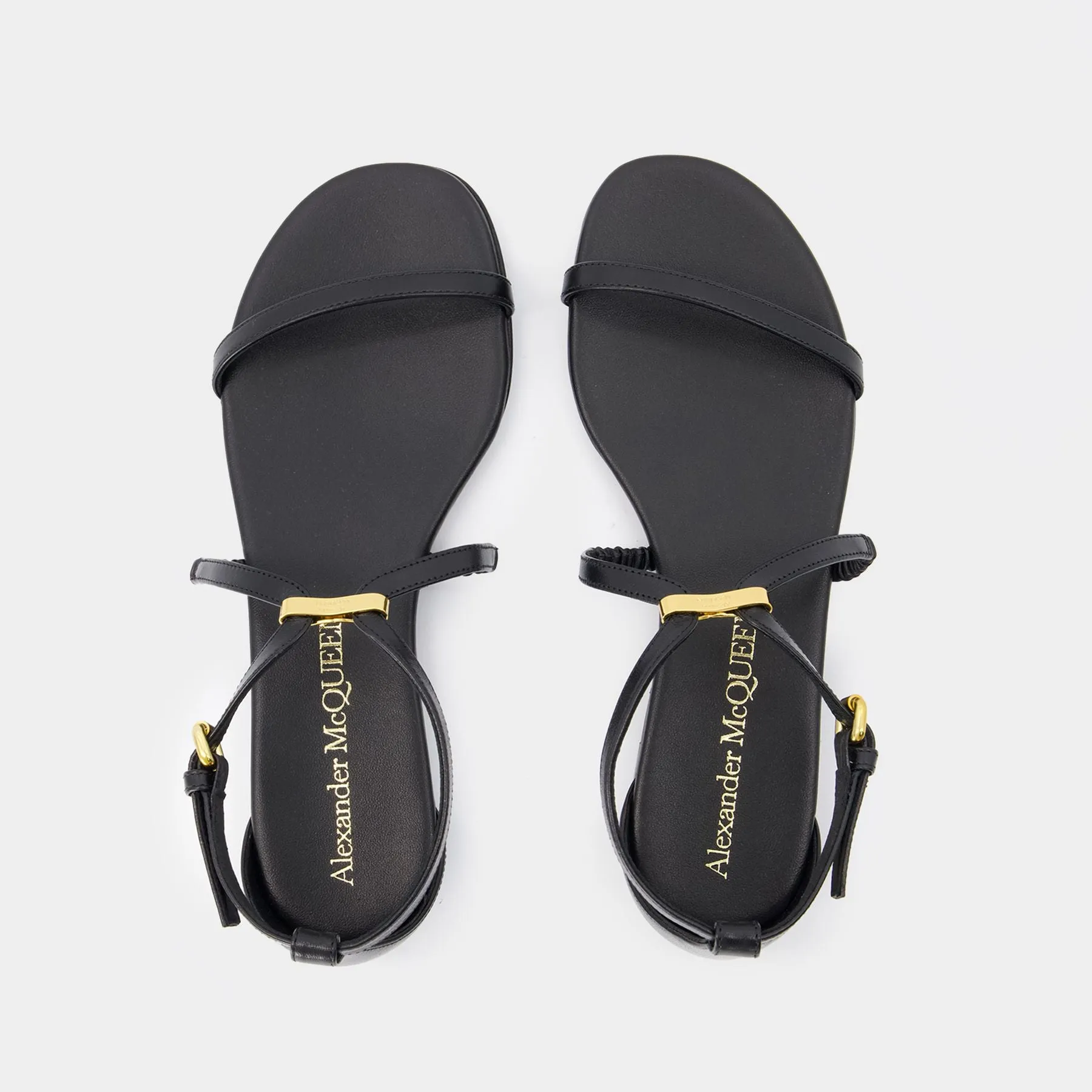 Alexander McQueen  Harness Sandals - Alexander McQueen - Leather - Black/Gold