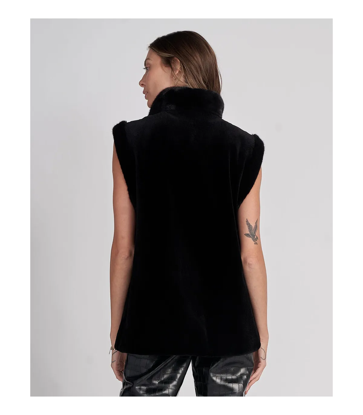 Angel Sheared Mink Vest in Black | FurhatWorld.com