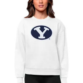 Antigua BYU Cougars Women's White Victory Crewneck Pullover Sweatshirt