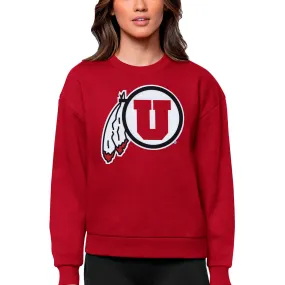 Antigua Utah Utes Women's Red Victory Crewneck Pullover Sweatshirt