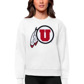 Antigua Utah Utes Women's White Victory Crewneck Pullover Sweatshirt