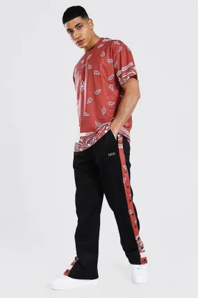 Bandana Print Tee & Loose Fit Tricot Joggers | boohooMAN UK