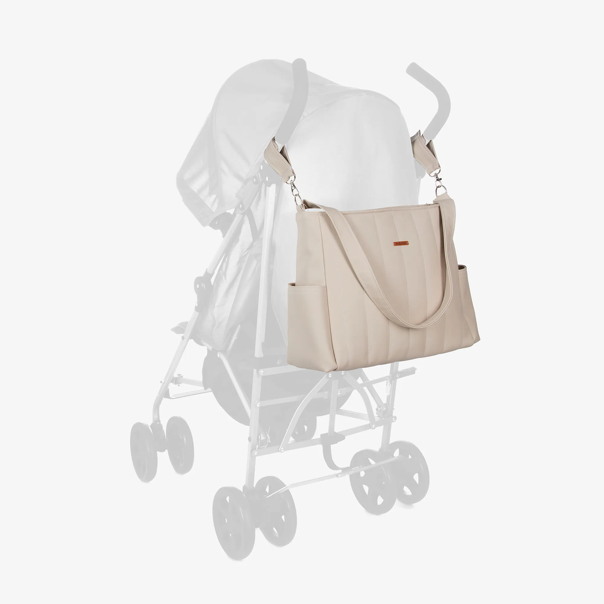 Beige Faux Leather Baby Changing Bag (43cm)