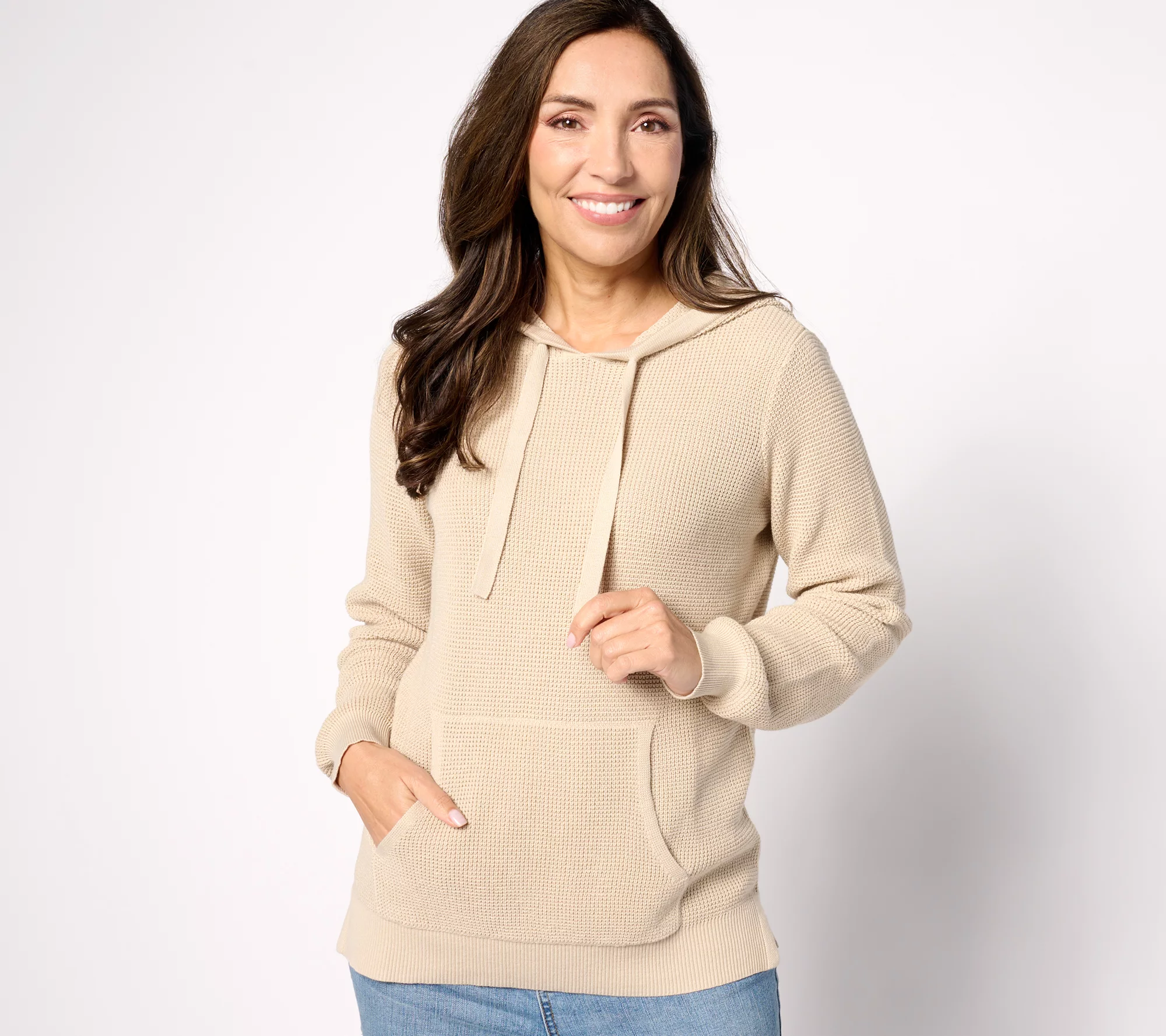 Belle by Kim Gravel Waffle Stitch Kanga Pocket Hoodie