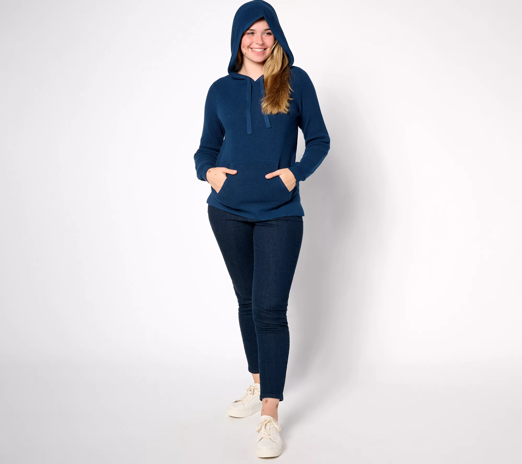 Belle by Kim Gravel Waffle Stitch Kanga Pocket Hoodie