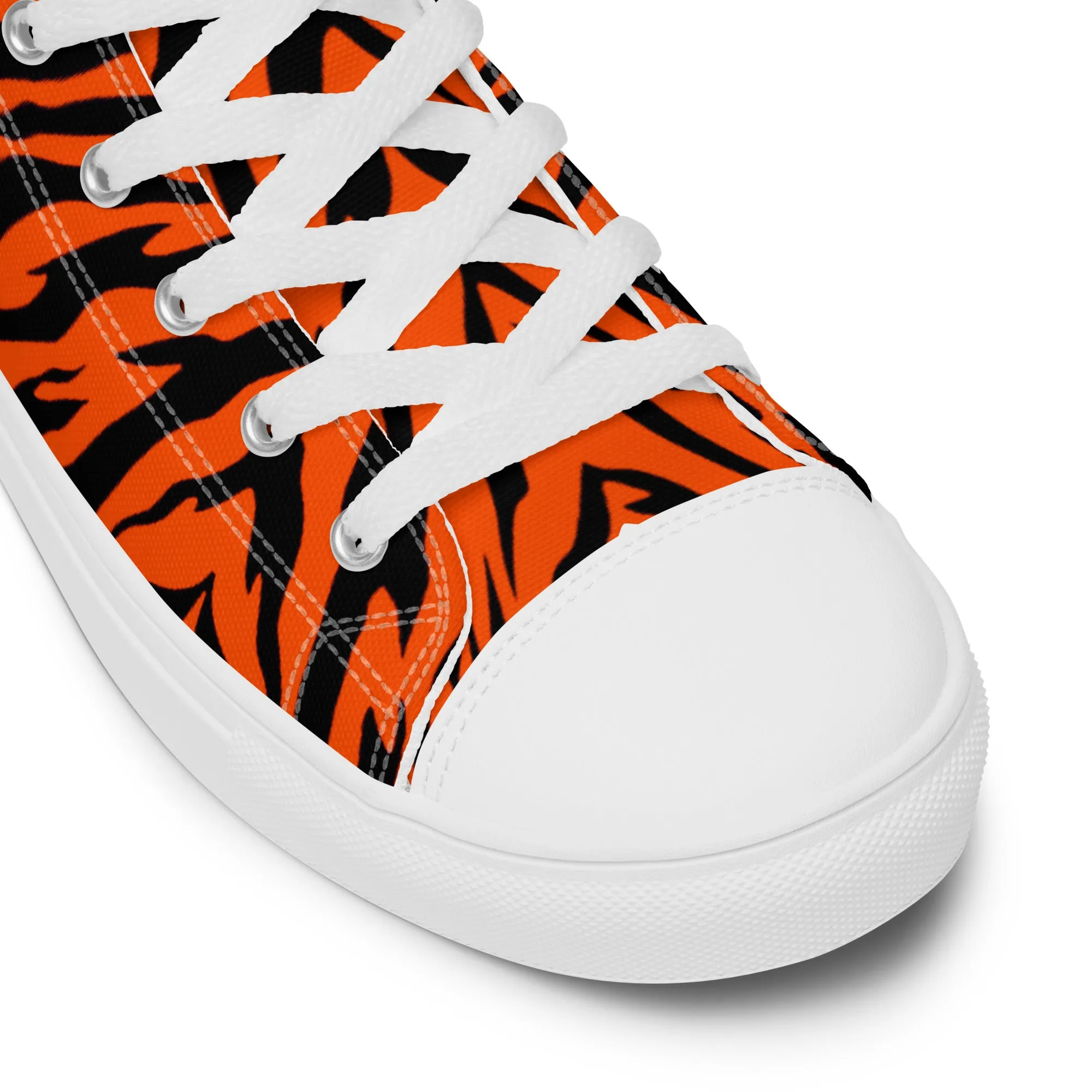 Bengal Tiger Stripe Men’s High Top Canvas Shoes