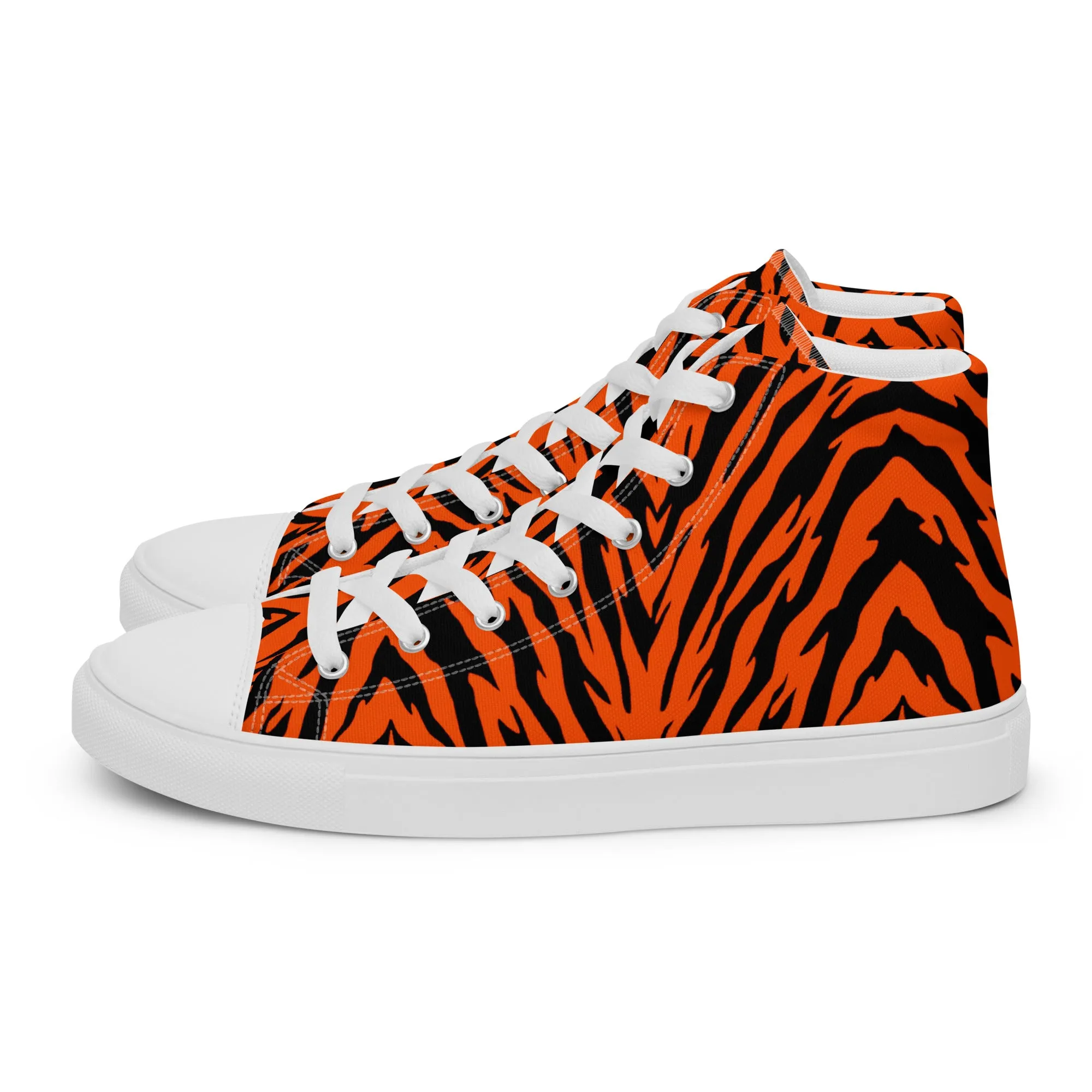 Bengal Tiger Stripe Men’s High Top Canvas Shoes