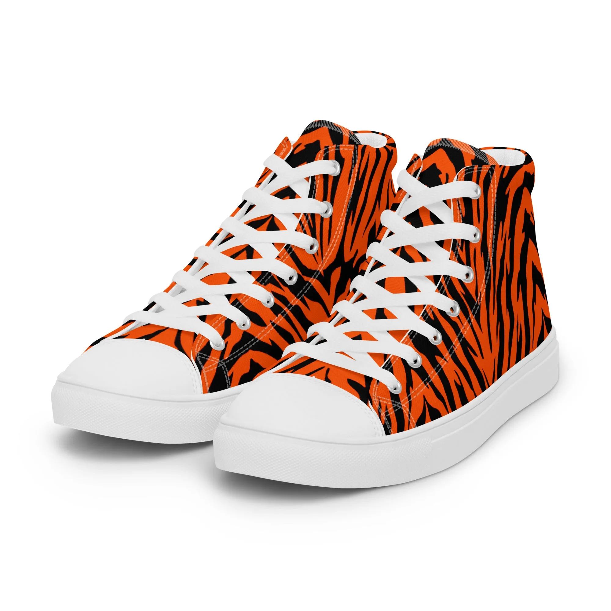 Bengal Tiger Stripe Women’s High Top Canvas Shoes