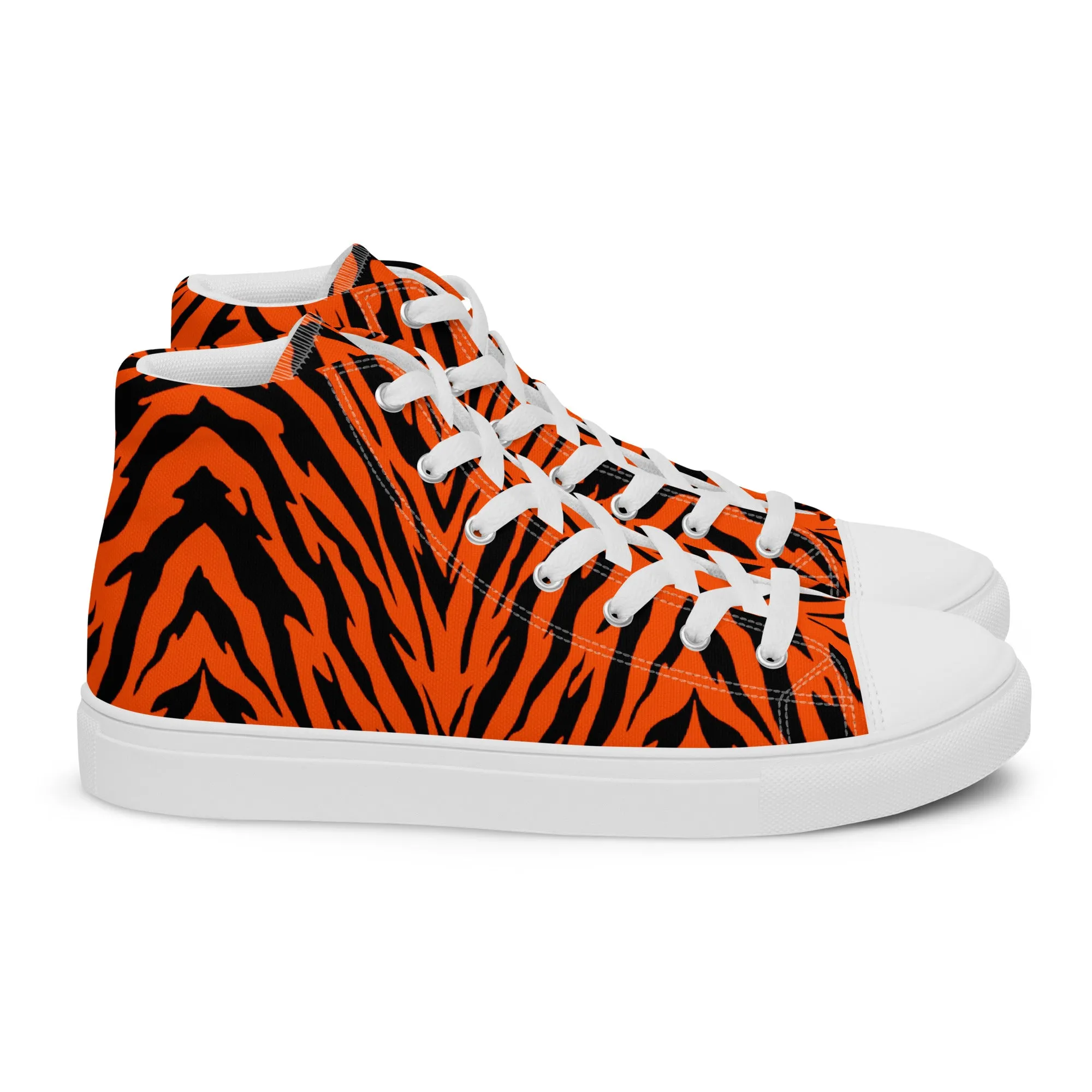 Bengal Tiger Stripe Women’s High Top Canvas Shoes