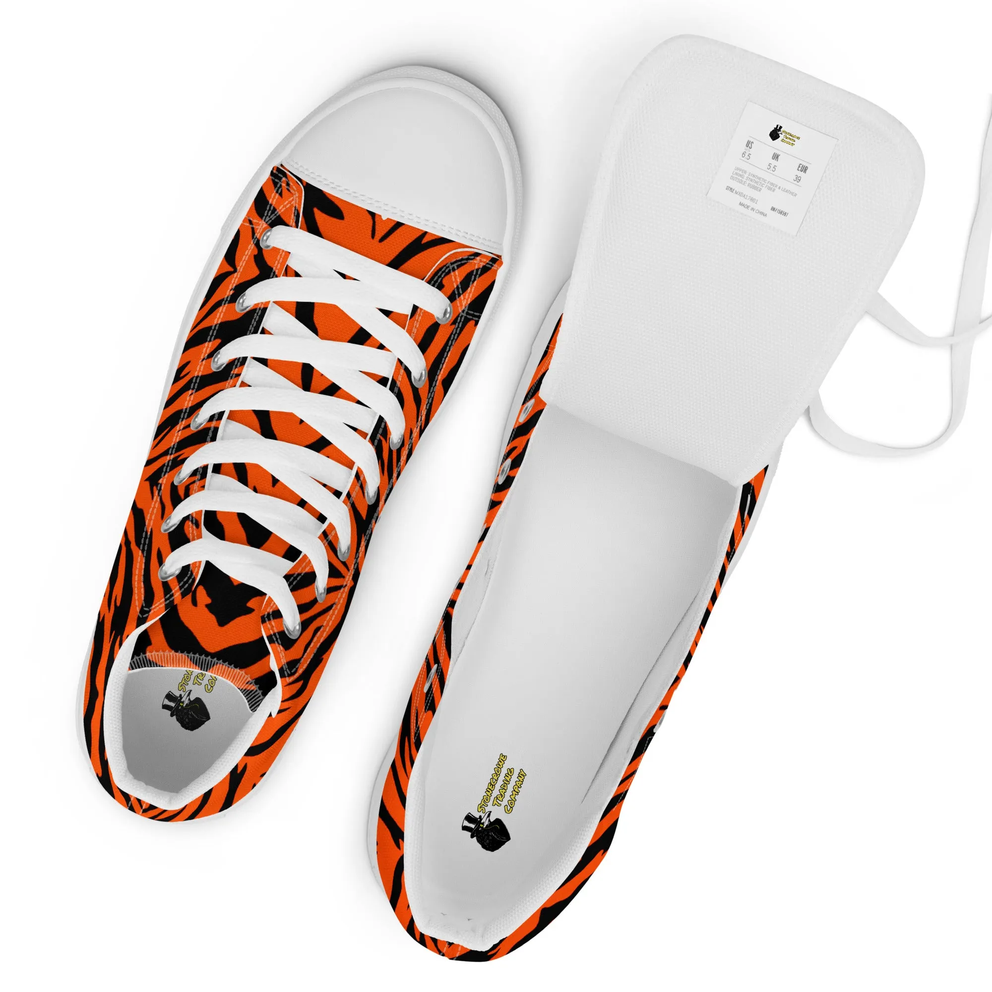 Bengal Tiger Stripe Women’s High Top Canvas Shoes