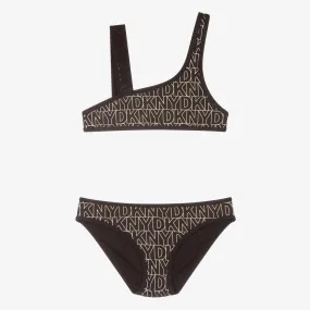 Black & Gold Logo Print Bikini