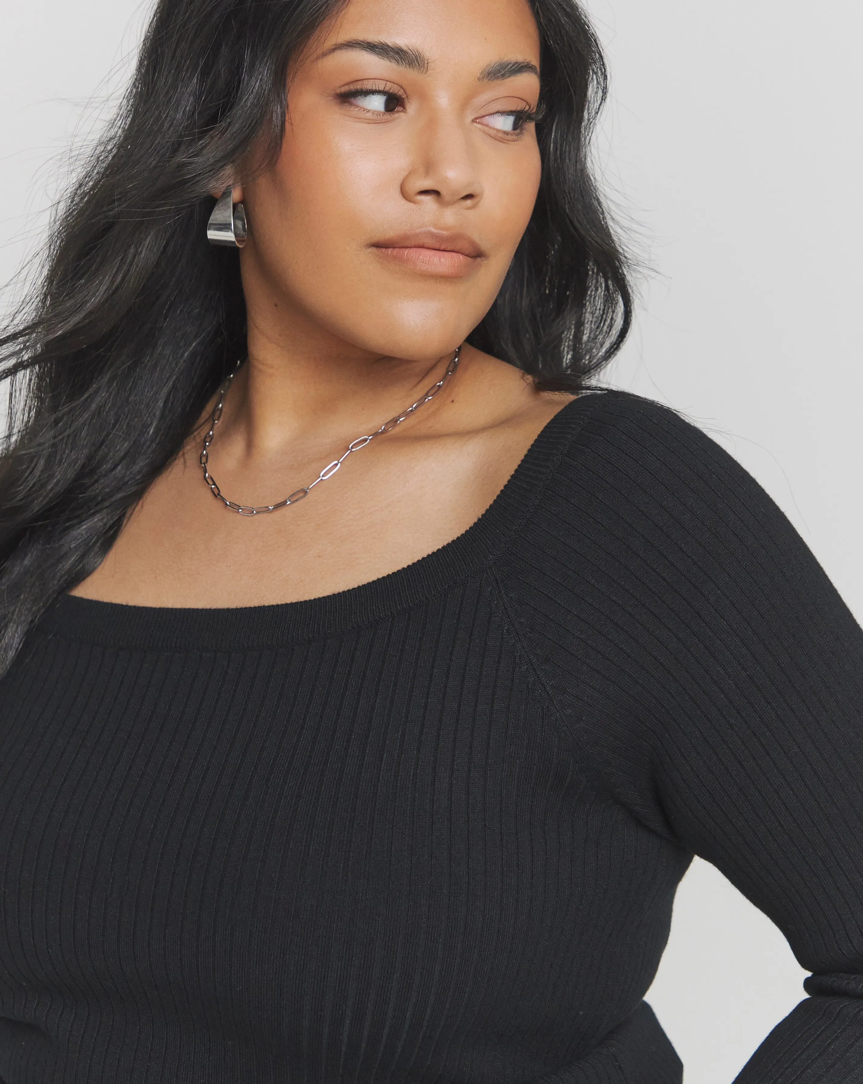 Black Rib Bardot Jumper | Simply Be