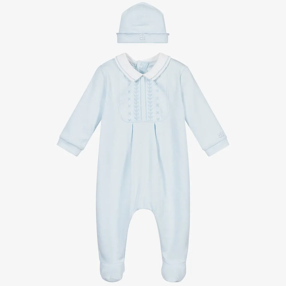 Blue Cotton Babygrow & Hat Set