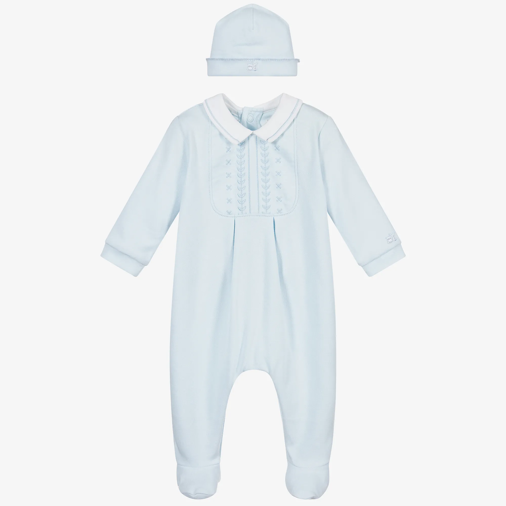 Blue Cotton Babygrow & Hat Set