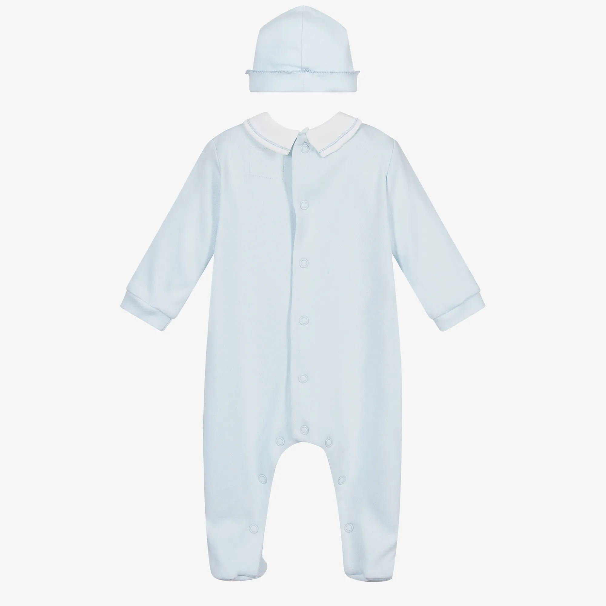 Blue Cotton Babygrow & Hat Set