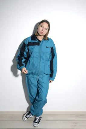 Blue vintage unisex tracksuit rave set for men or women