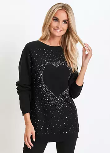 bonprix Rhinestone Heart Jumper | Grattan