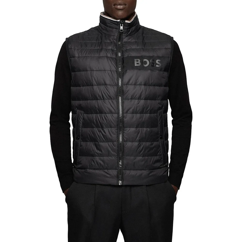 BOSS Regular-Fit Logo-Tape Quilted Vest