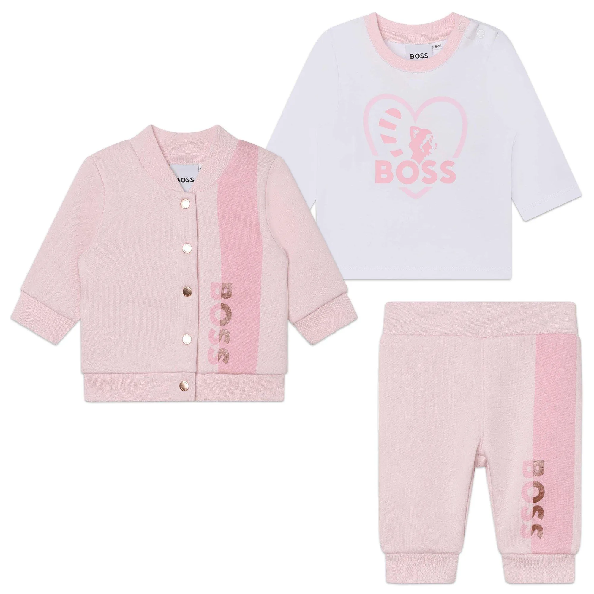 Boss Three Piece Tracksuit Gift Set Infant Girls