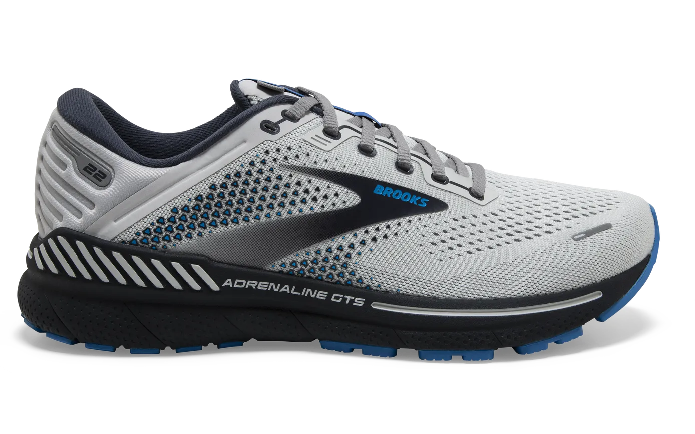 Brooks Men's Adrenaline GTS 22 Running Shoe - Oyster/India Ink/Blue 1103661D023