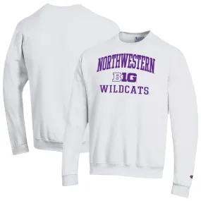 Champion Northwestern Wildcats White Big Ten Powerblend Pullover Sweatshirt