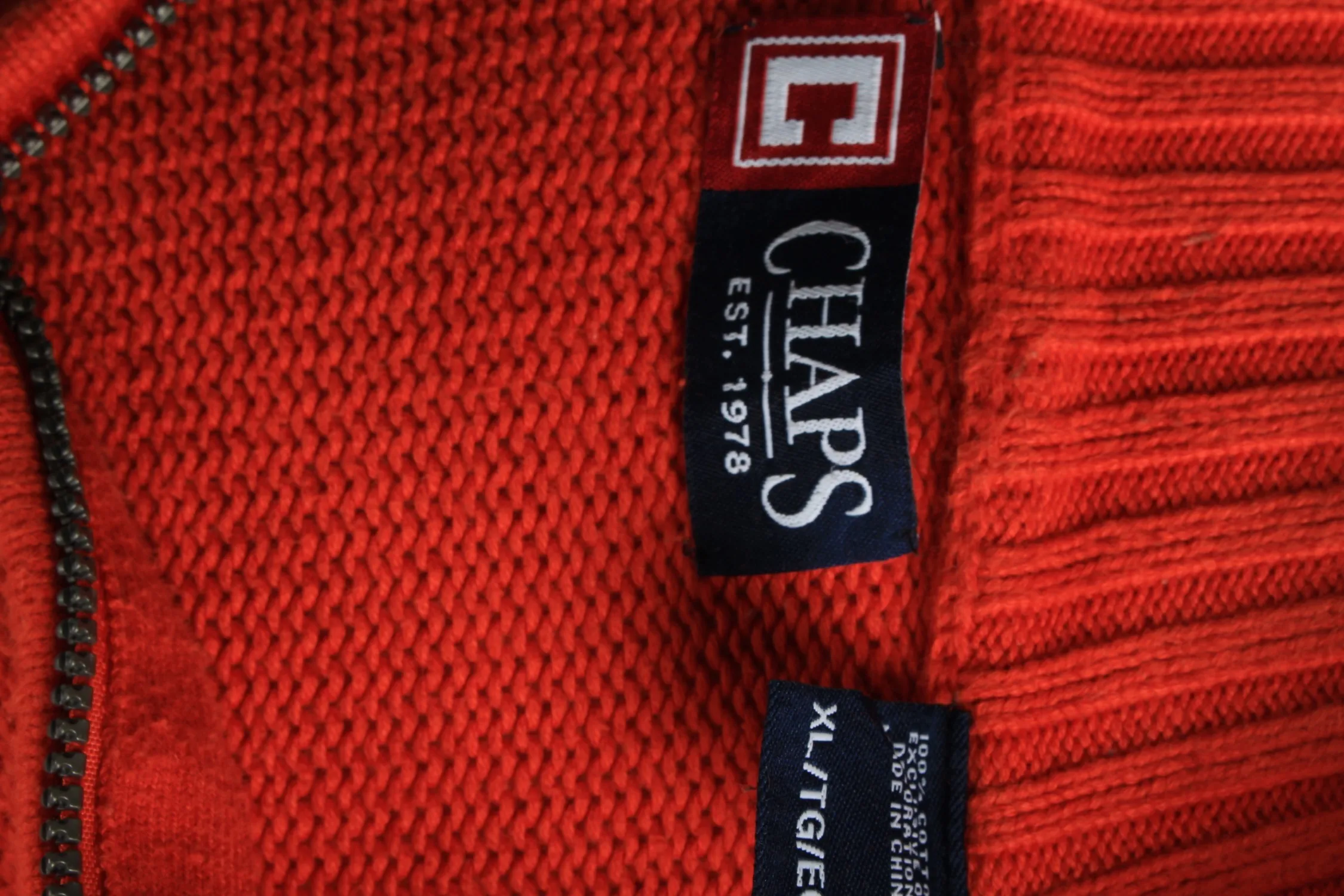 Chaps Half Zip Neck Jumper Pullover Orange XL - Pepper Tree London