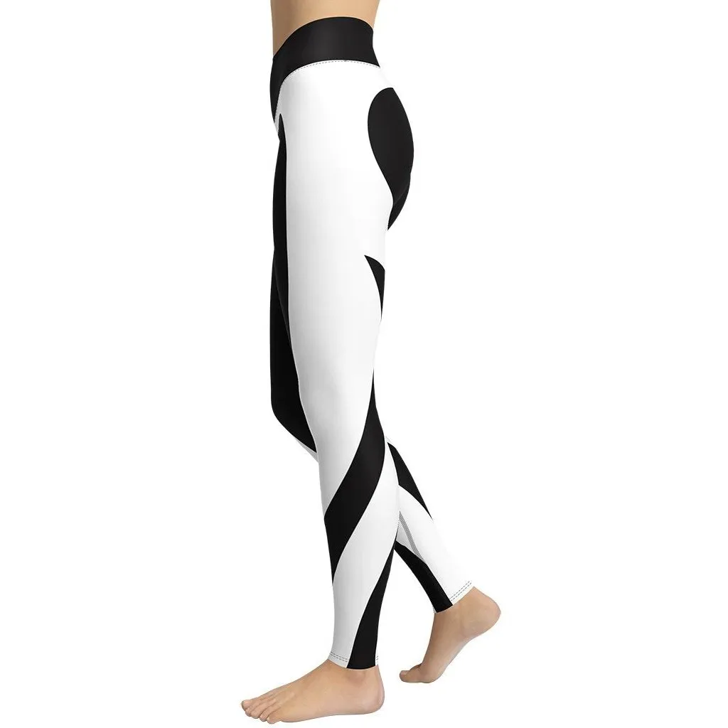 Charcoal Black & White Heart Shaped Yoga Leggings