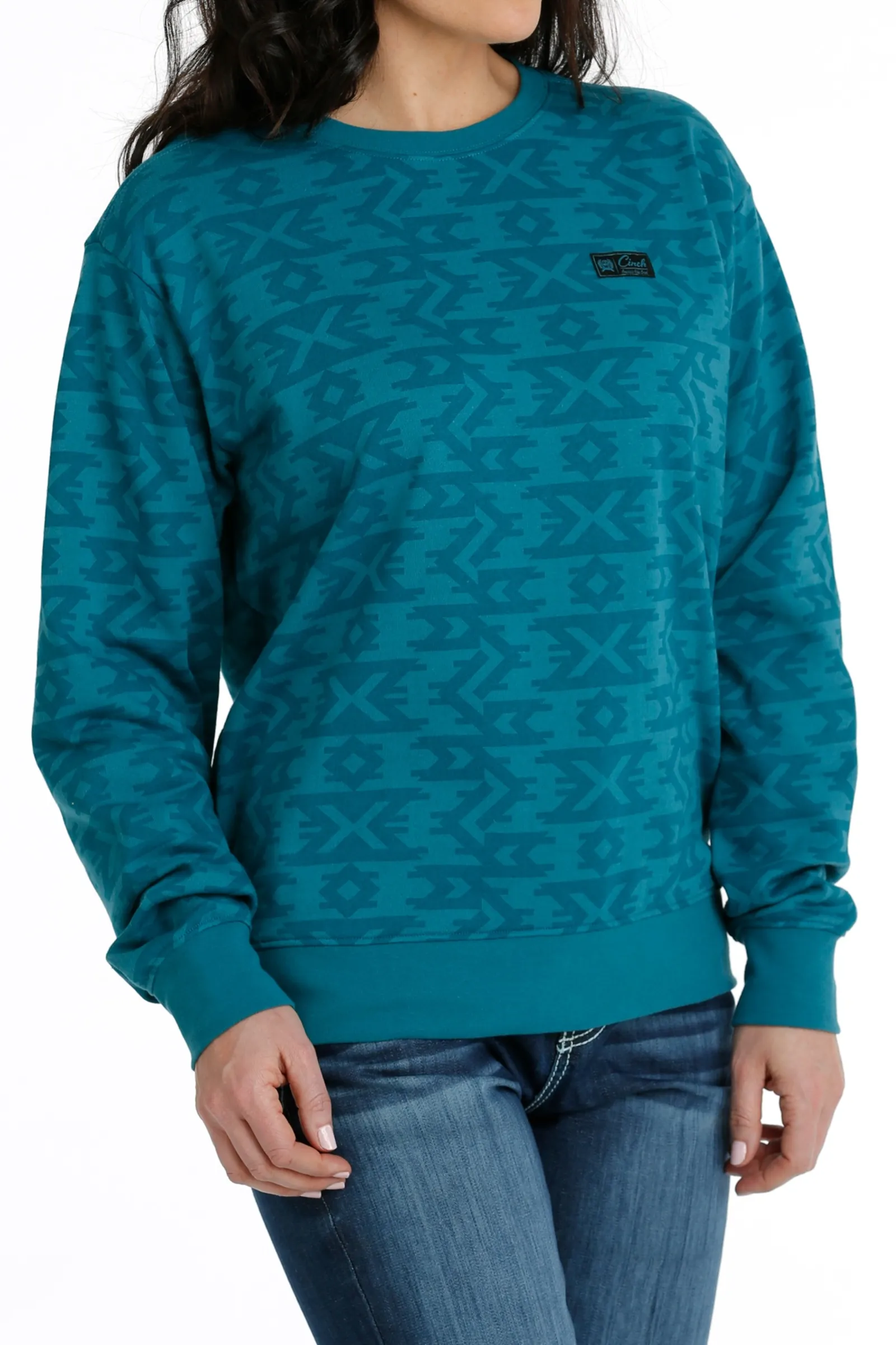 Cinch Ladies Teal Aztec Print Pullover