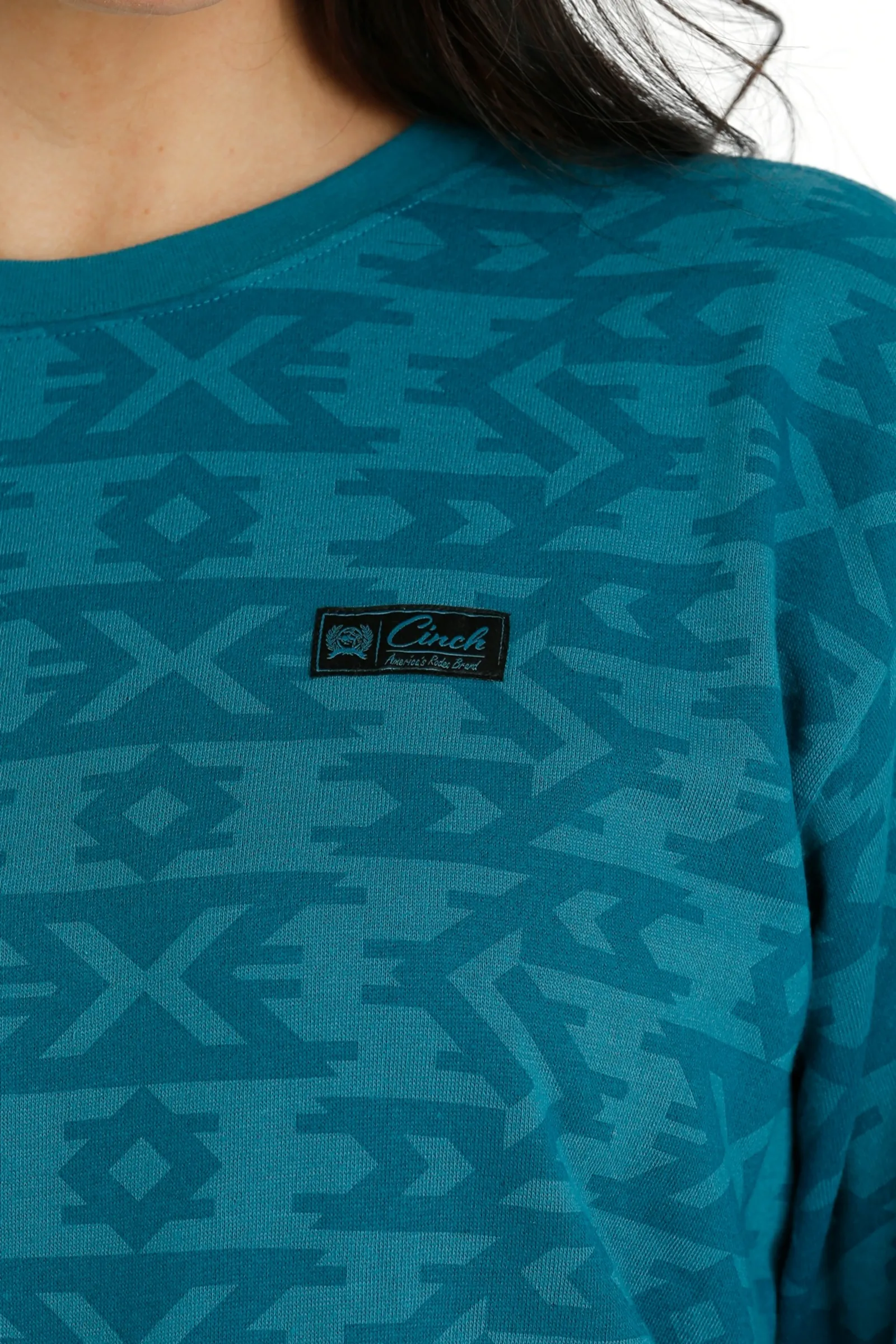 Cinch Ladies Teal Aztec Print Pullover