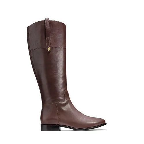 Cole Haan Women's Brennan Riding Boot - Extended Calf Chestnut Leather 8