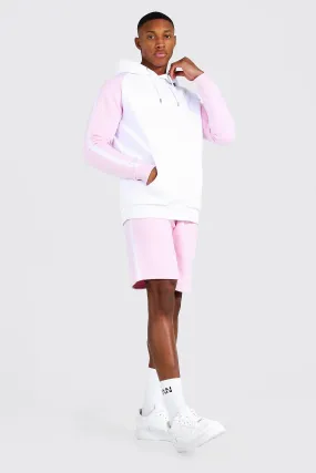 Colour Block Man Tape Short Hooded Tracksuit | boohooMAN UK