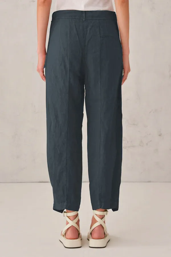 Comfort Fit Linen Trousers - Blue