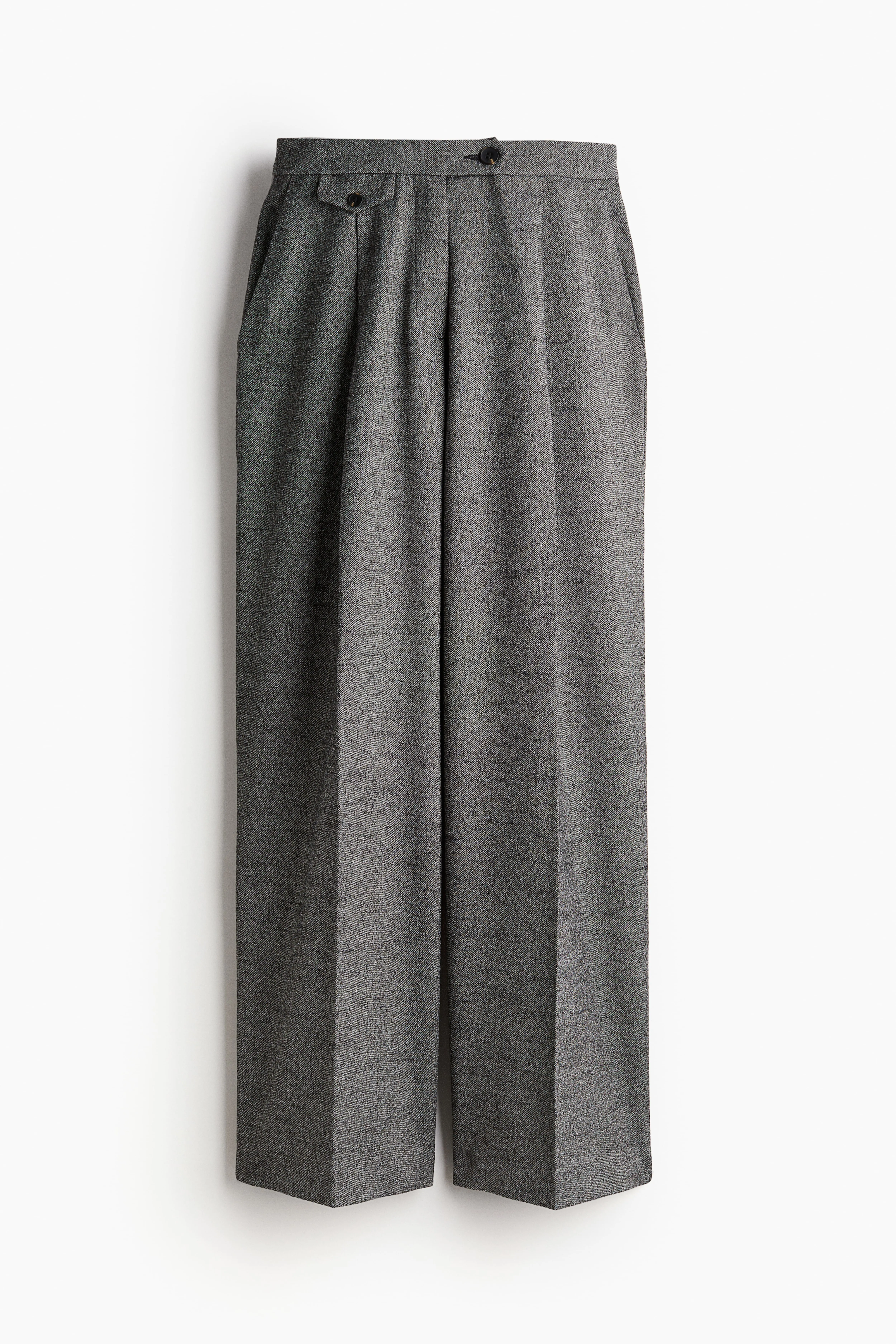 Crease-leg trousers - High waist - Long - Dark grey marl - Ladies | H&M GB