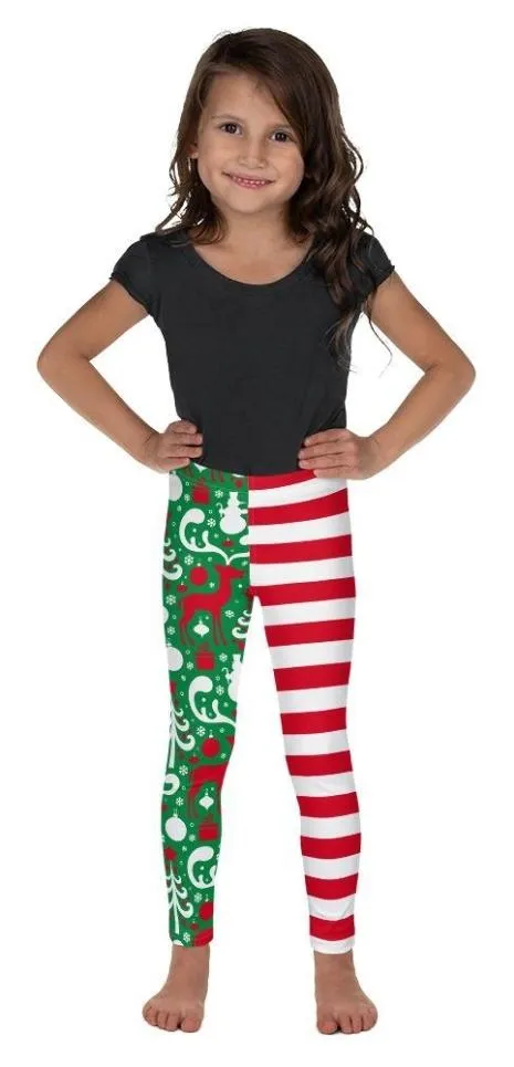 Cute Two Pattern Christmas Kid's Leggings