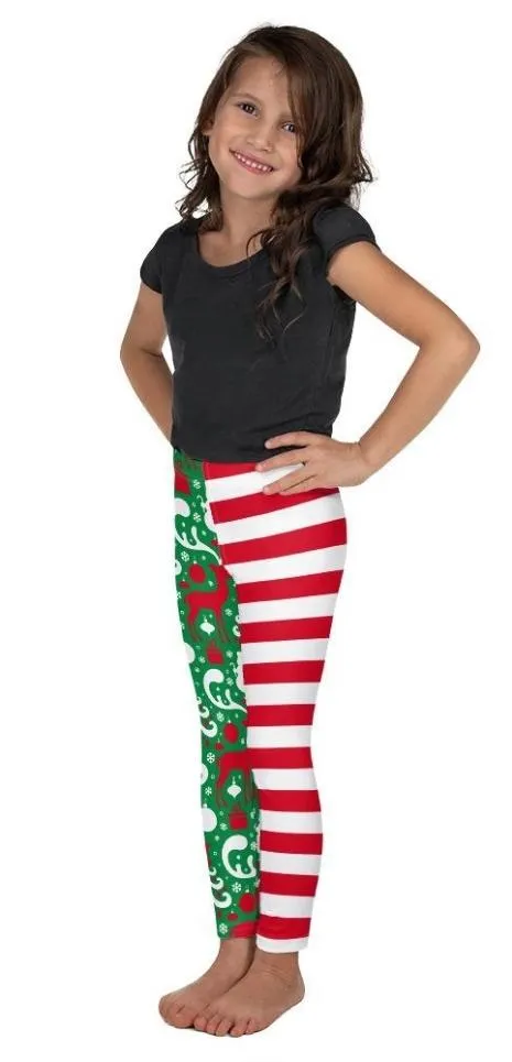 Cute Two Pattern Christmas Kid's Leggings