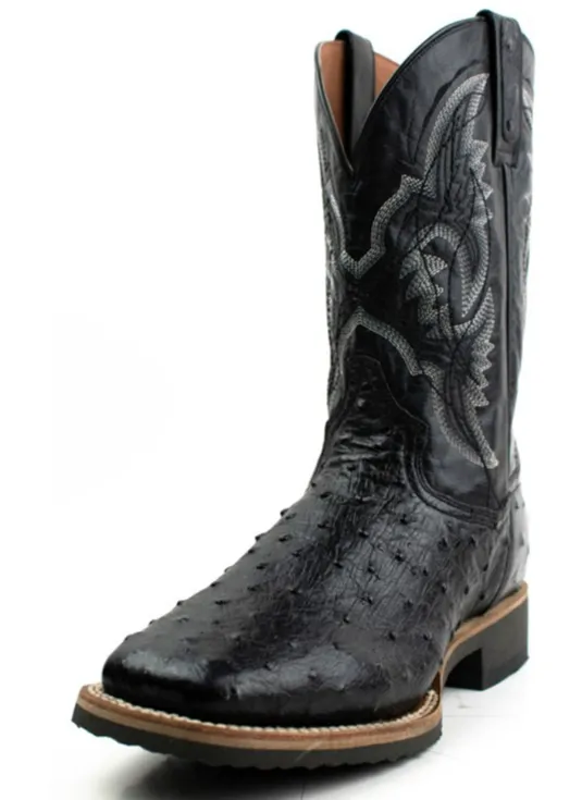 Dan Post Black Full Quill Ostrich Western Boot