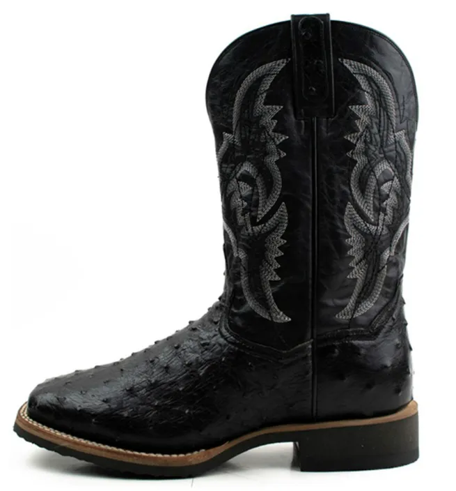 Dan Post Black Full Quill Ostrich Western Boot