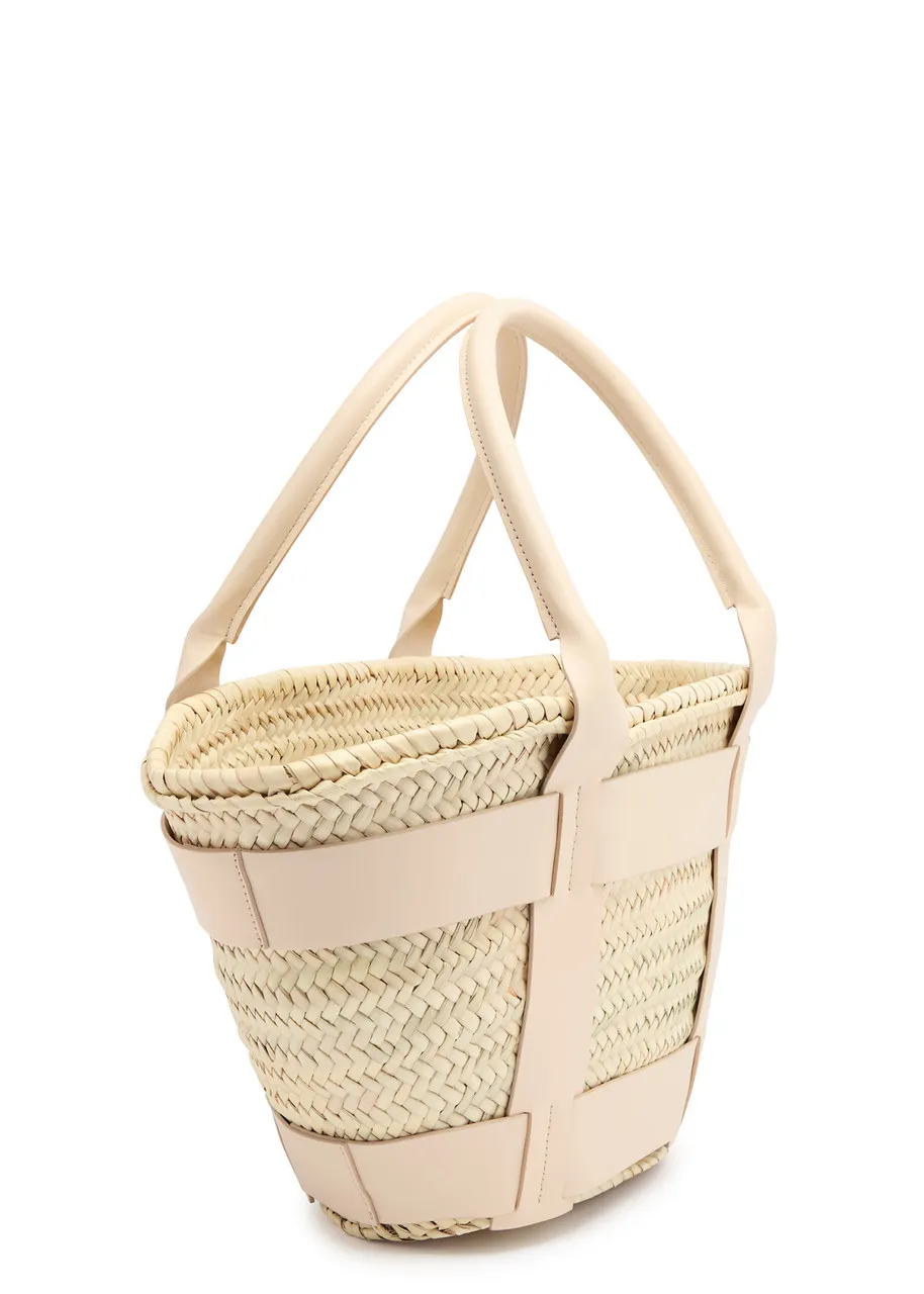 DEMELLIER Santorini leather and raffia basket bag  -                         -                     -                