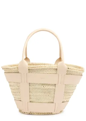 DEMELLIER Santorini leather and raffia basket bag  -                         -                     -                