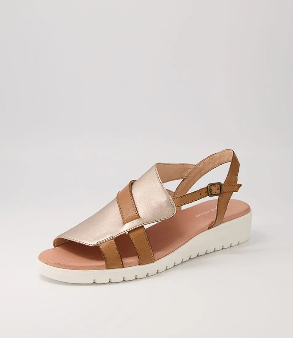 DJANGO & JULIETTE Macaela Champagne Dark Tan Leather Sandals Ws