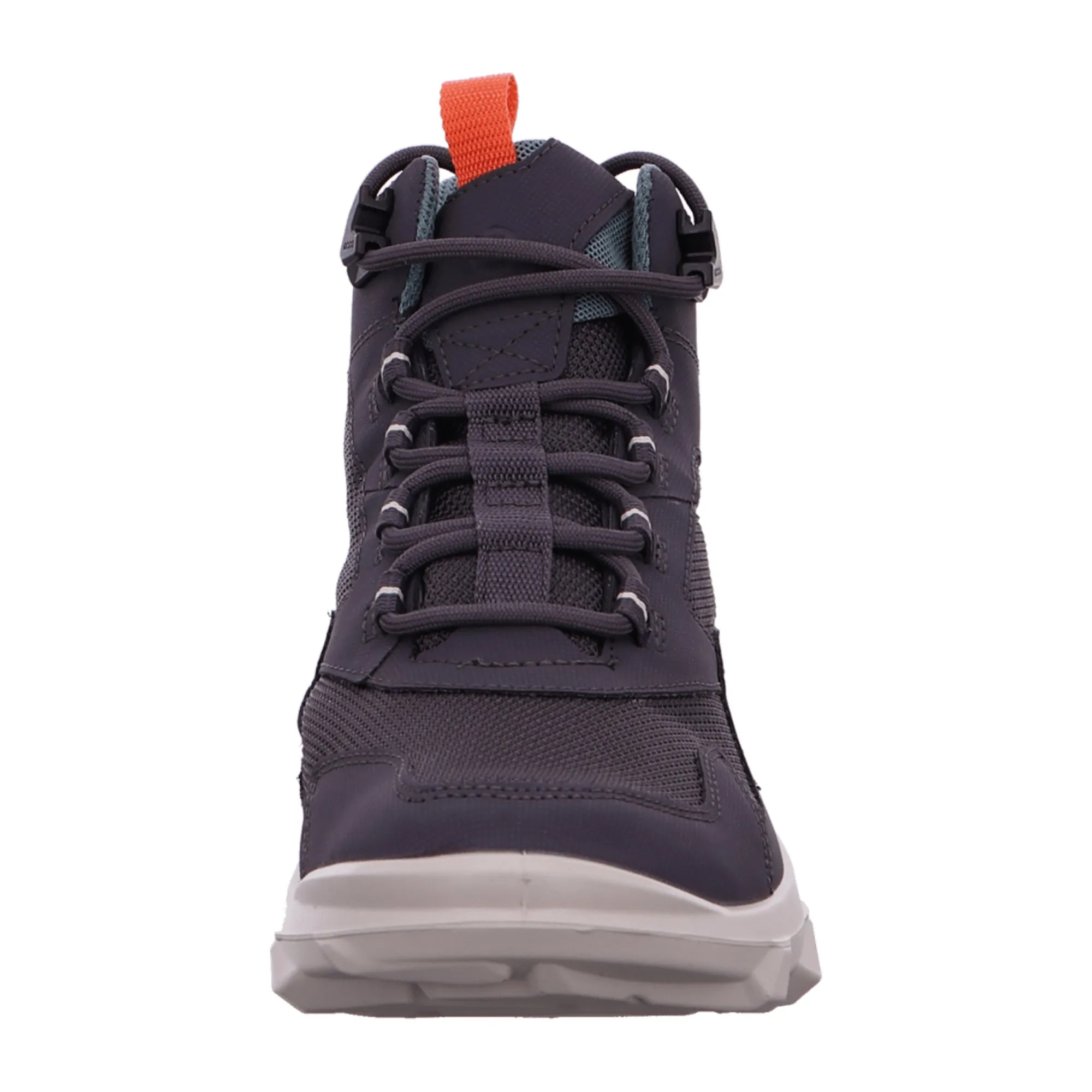 Ecco Women's Trendy Grey Sneakers with Petrol and Orange Accents